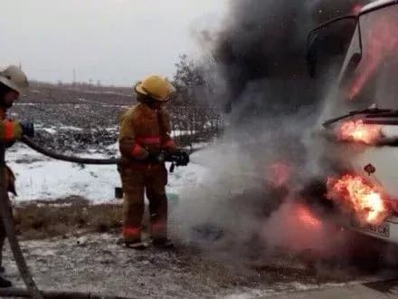 Маршрутка горіла на Запоріжжі