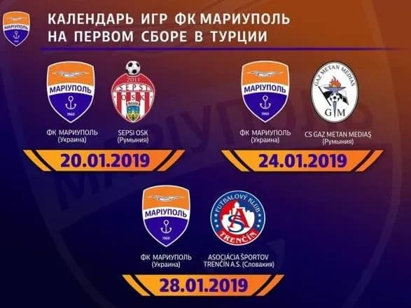 ФК "Маріуполь" оприлюднив список спаринг-партнерів на закордонному зборі