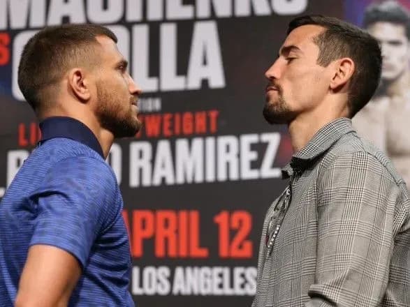 Ломаченко провел первую дуэль взглядов с боксером Кроллой