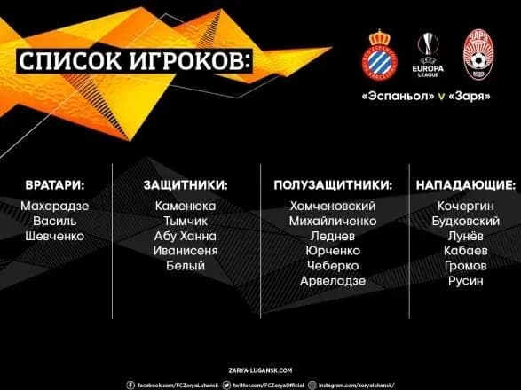 "Зоря" прибула в Барселону на матч Ліги Європи