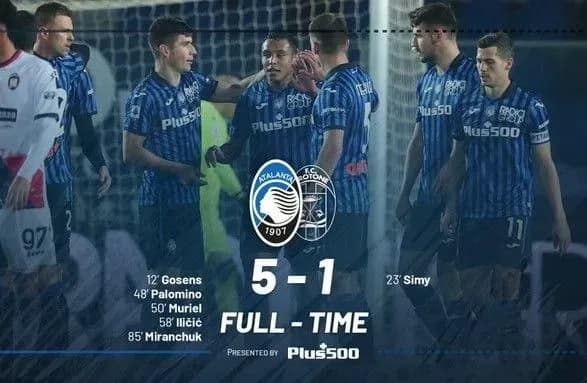 Маліновський допоміг "Аталанті" одержати розгромний виграш в Серії А