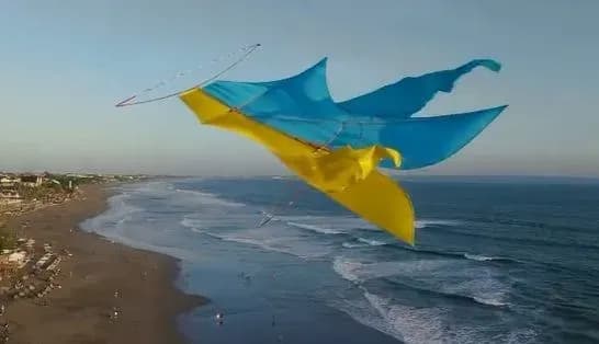 "З дитинства мріяв жити в Україні": чоловік на Балі запустив повітряного змія у кольорах українського прапора