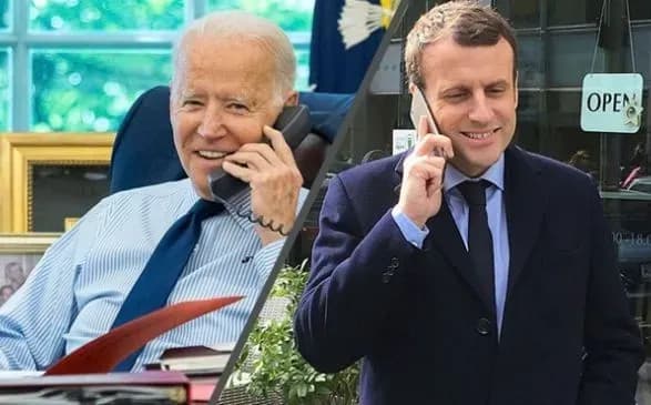 Байден привітав Макрона з перемогою на виборах та чекає на співпрацю щодо підтримки України