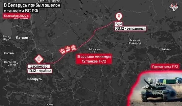 рф перебросила в беларусь еще 12 танков Т-72 - мониторинг