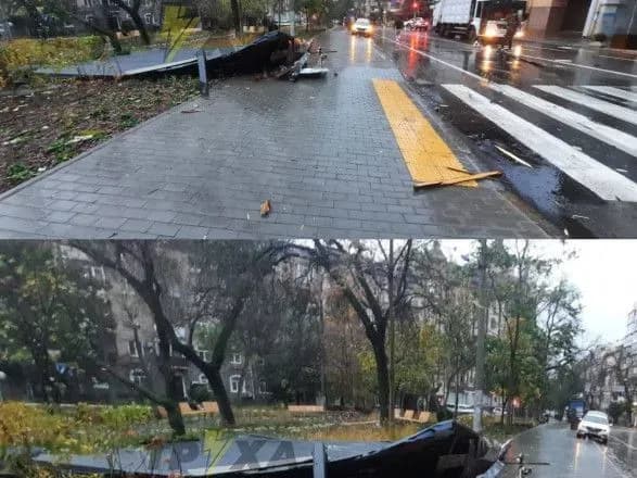 У Києві сильний вітер валить дерева та здуває дахи