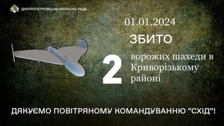 Два “шахеди” збили поблизу Кривого Рогу