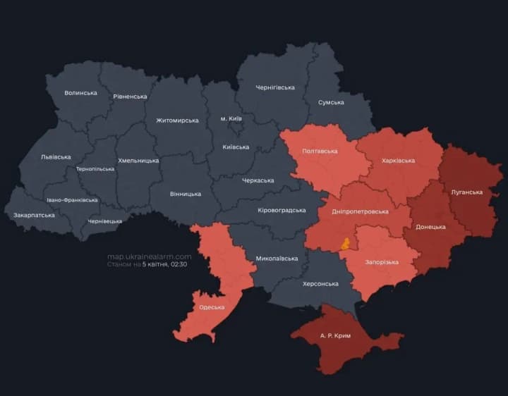 російські безпілотники запущені з Чорного моря в напрямку Одеської області