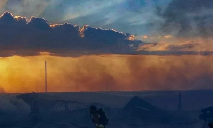 In Nikolayevshchina rescuers liquidated a fire with an area of 1500 sq. m. caused by a UAV attack: there are no victims