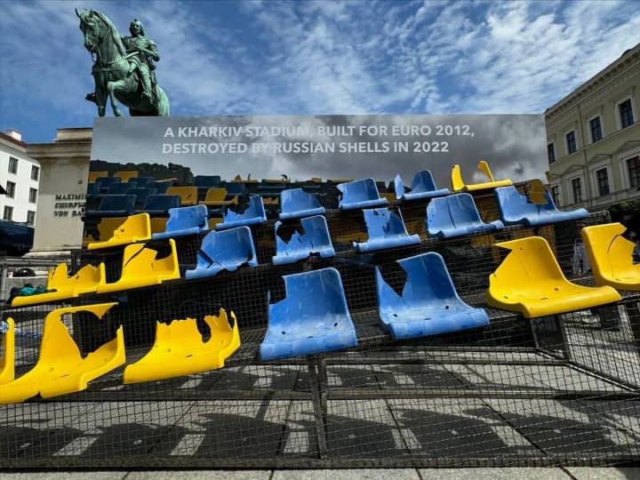"Football is not out of the war": a stand from the Solnechny stadium destroyed by Russia was installed in Munich