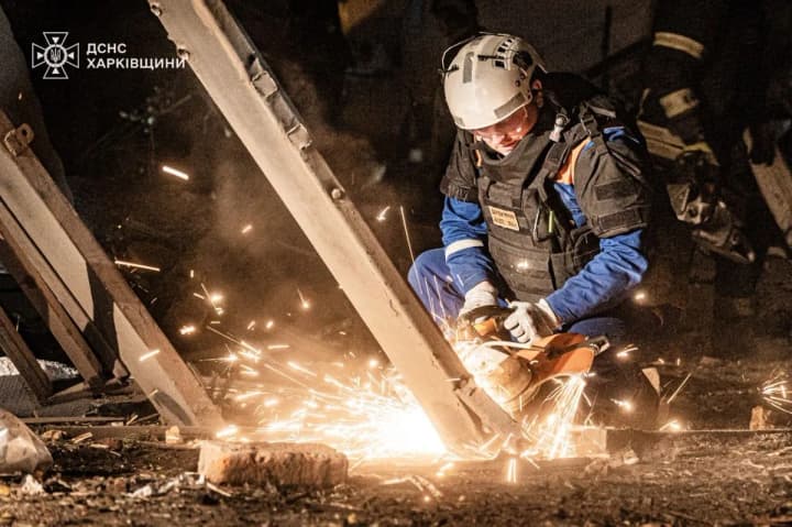 Rescuers extinguish fires in Kharkiv after missile strikes