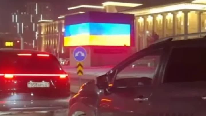 Hacker attack: in Astana, the Ukrainian flag appeared on the LED screen on the day of Putin's arrival