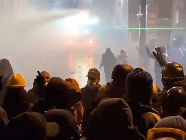 Police used water cannons against protesters in central Tbilisi