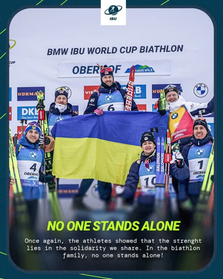 Ukrainian biathlete twice raised the flag at the World Cup ceremony in Oberhof