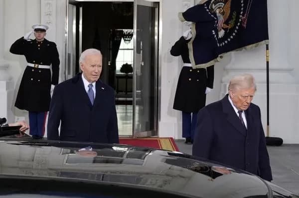 Trump arrived at the Capitol before the inauguration. He rode in the same car as Biden
