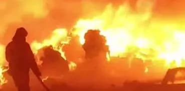 A large-scale fire broke out at a plastic recycling plant in the kaluga region of russia