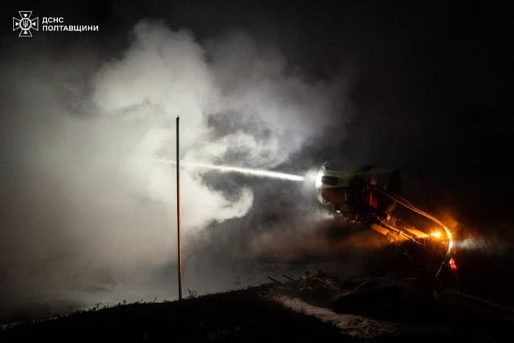 A large-scale fire was extinguished in Poltava region after a Russian strike on an industrial facility: the consequences were shown