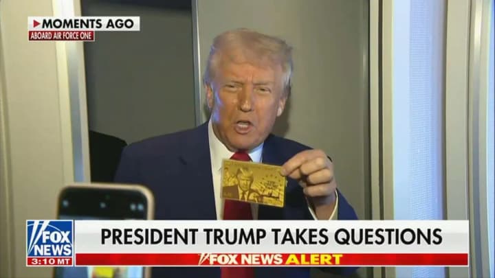 Trump flaunted a "gold card" for $5 million with his face on it, which can be used to buy US citizenship