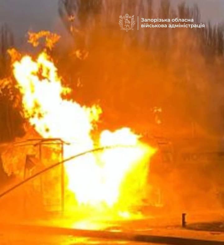 На АЗС в Запоріжжі сталася пожежа через атаку ворожого дрона - ОВА