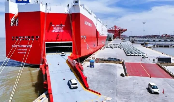 The world's largest car carrier, developed by the Chinese company BYD, has made its maiden voyage 