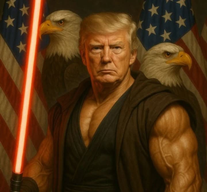 Білий дім привітав американців з днем "Зоряних війн" "портретом" Трампа зі світловим мечем