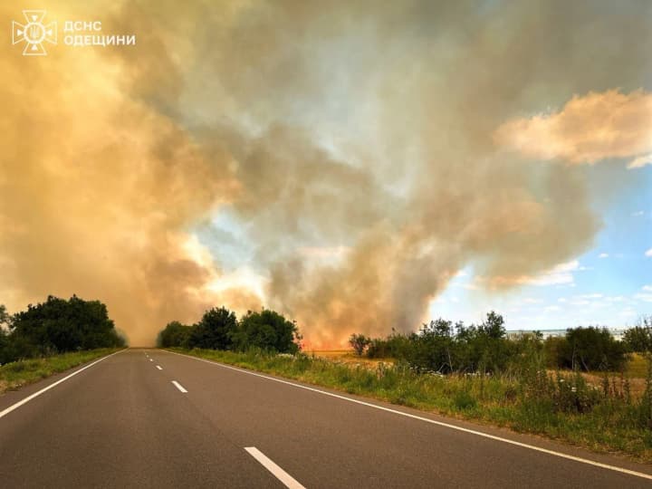Приблизно як 14 футбольних полів: в Одеській області масштабна пожежа, є загроза для приватних будинків