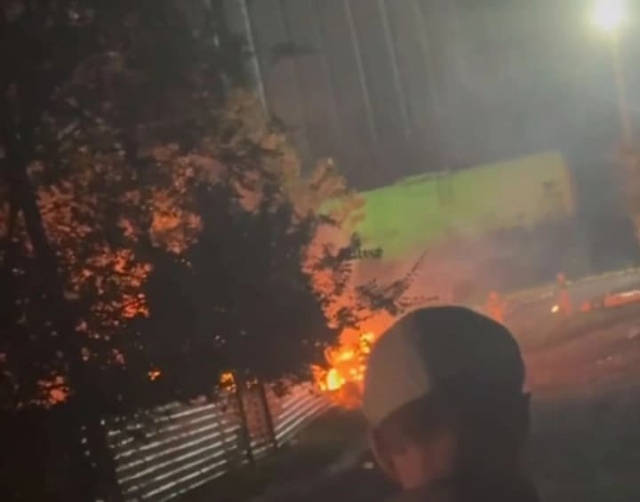 Railway station in Russia's Rostov region engulfed in flames after UAV attack