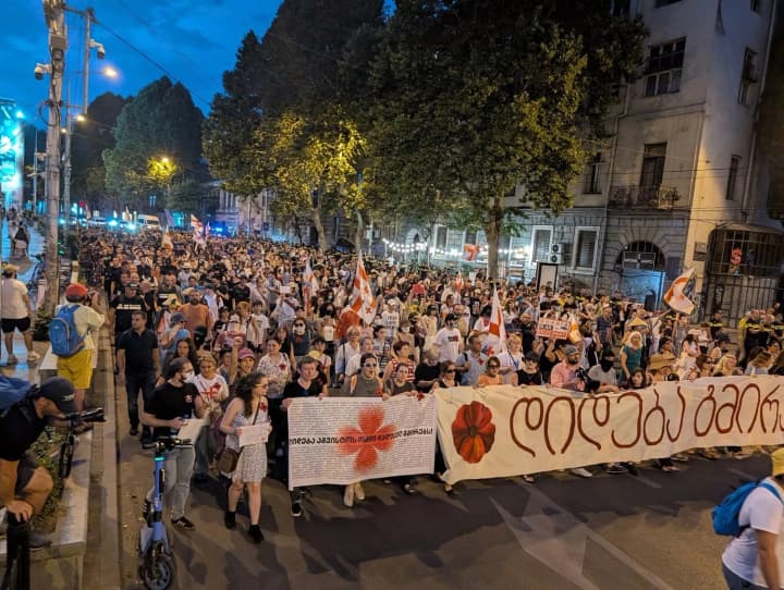 In Tbilisi, thousands of people joined a march on the anniversary of the August war with the Russian Federation