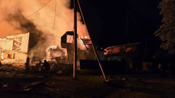 Russian troops struck houses in the center of Balakliia with drones