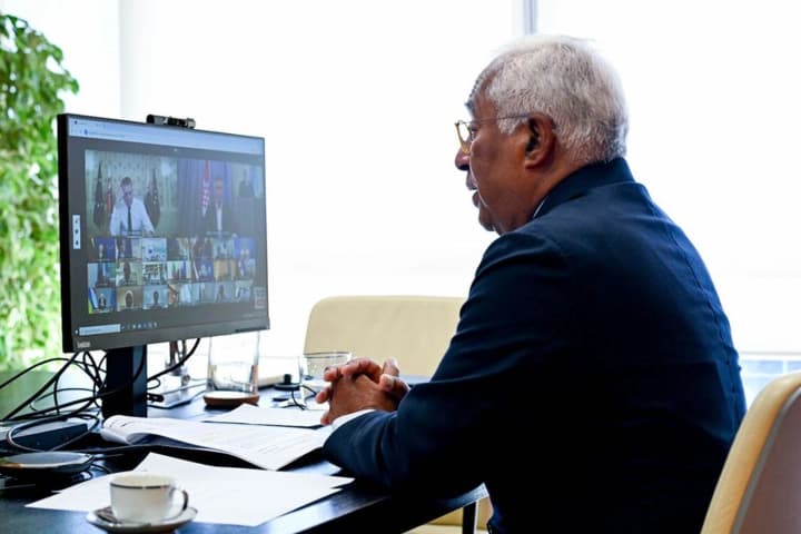 EU leaders gathered for a video conference to discuss progress in peace efforts in Ukraine