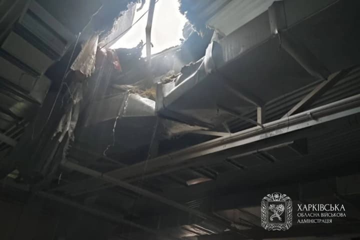 Enemy UAV hit the roof of a furniture store in Kharkiv, there are casualties