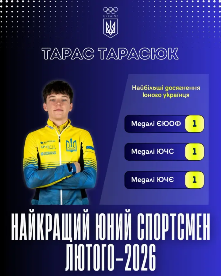 Biathlete Taras Tarasiuk became the best young athlete of February