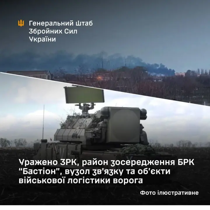 Defense Forces hit air defense systems, Bastion coastal missile systems, and ammunition depots of the occupiers - General Staff