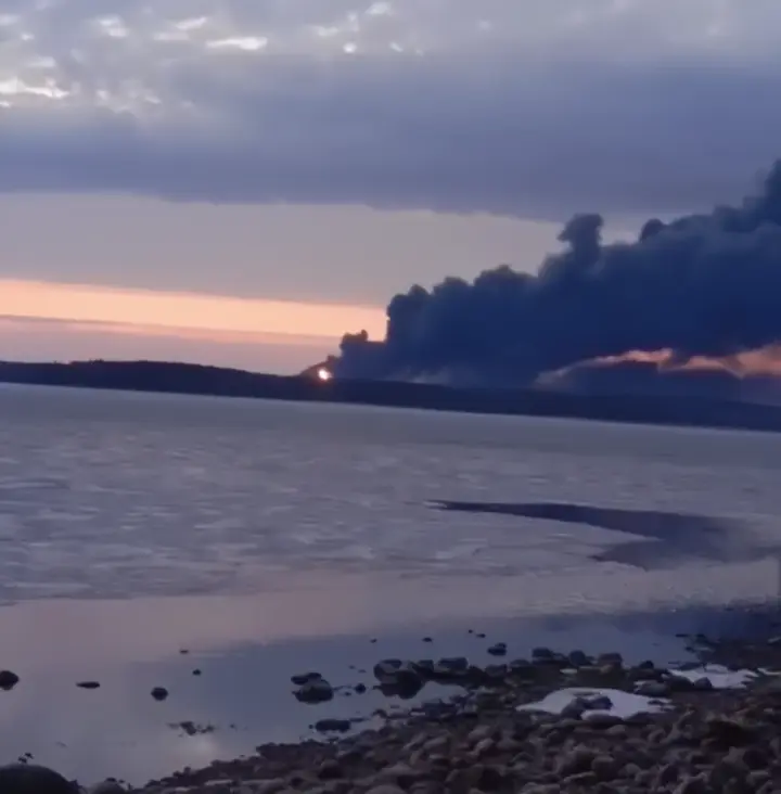 Oil tanks continue to burn in the port of Primorsk after the attack