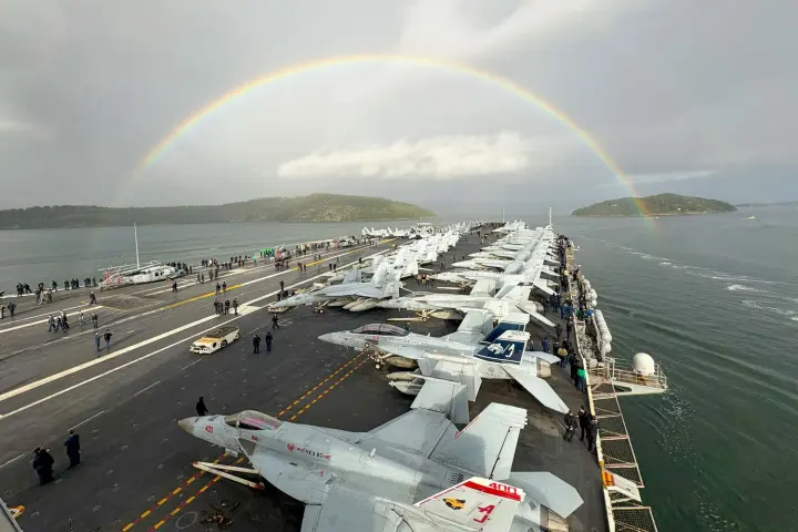 The largest US aircraft carrier arrived in Croatia for repairs after a fire in the Middle East