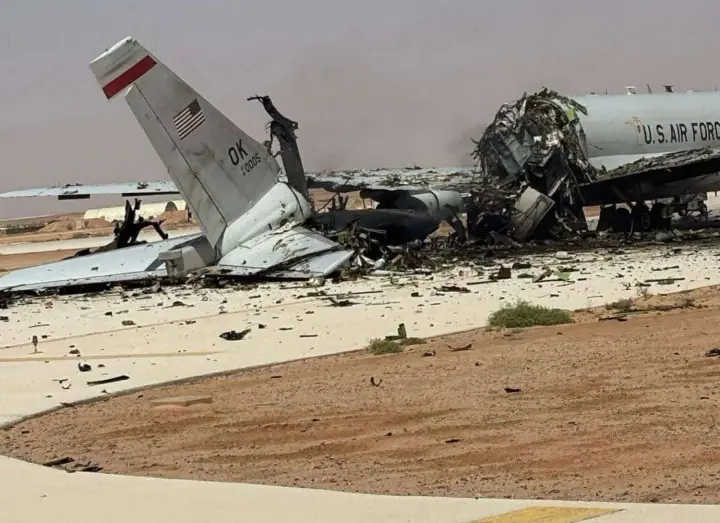 Iran destroyed a US E-3 Sentry AWACS aircraft at a base in Saudi Arabia