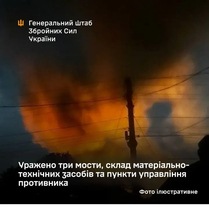 Уражено три мости, склад МТЗ та пункти управління військ рф - Генштаб 