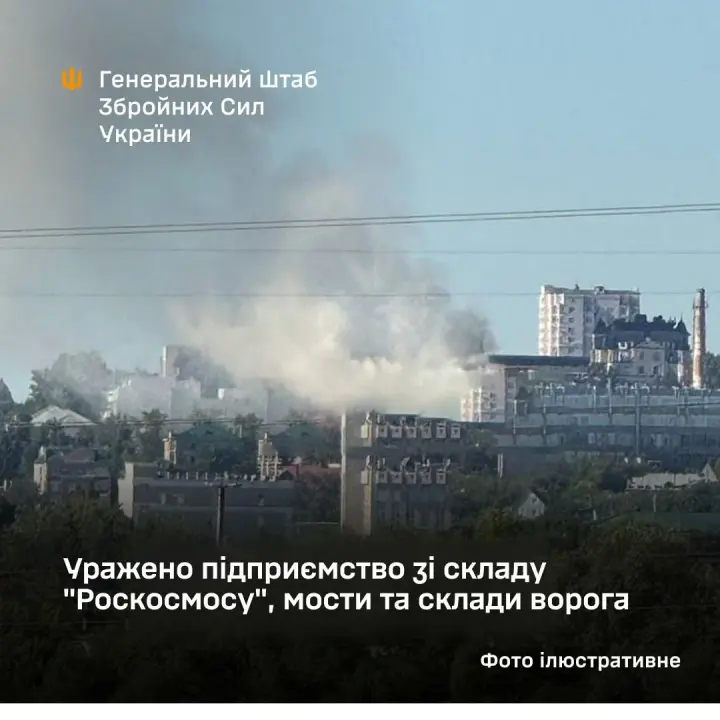 Генштаб підтвердив ураження підприємства з "роскосмосу" і задіяних окупантами у логістиці мостів