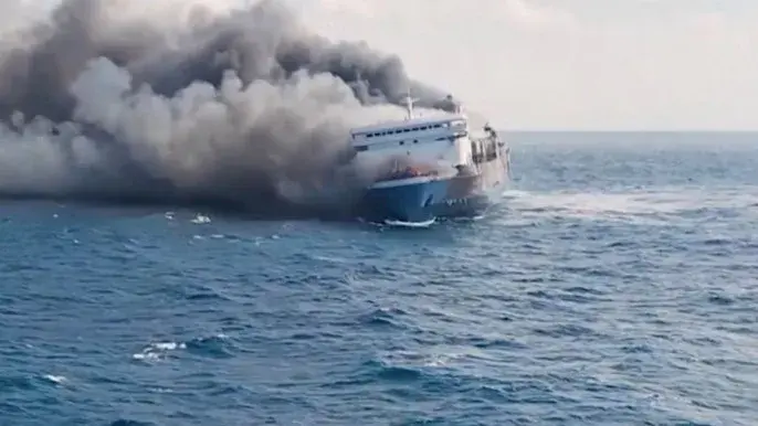 A passenger ferry caught fire off the coast of Bali; 106 people have been rescued, while another 25 remain on board