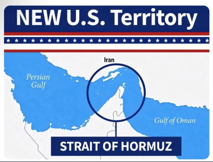 Trump published a map with the Strait of Hormuz marked as a "new U.S. territory"
