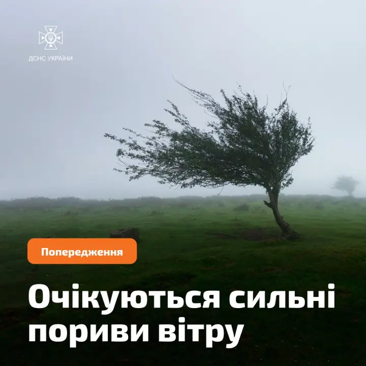 В Україні 6 вересня оголосили жовтий рівень небезпеки через вітер