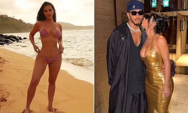 Kim Kardashian showed off her famous curves in a pink bikini and her getaway with Hamilton