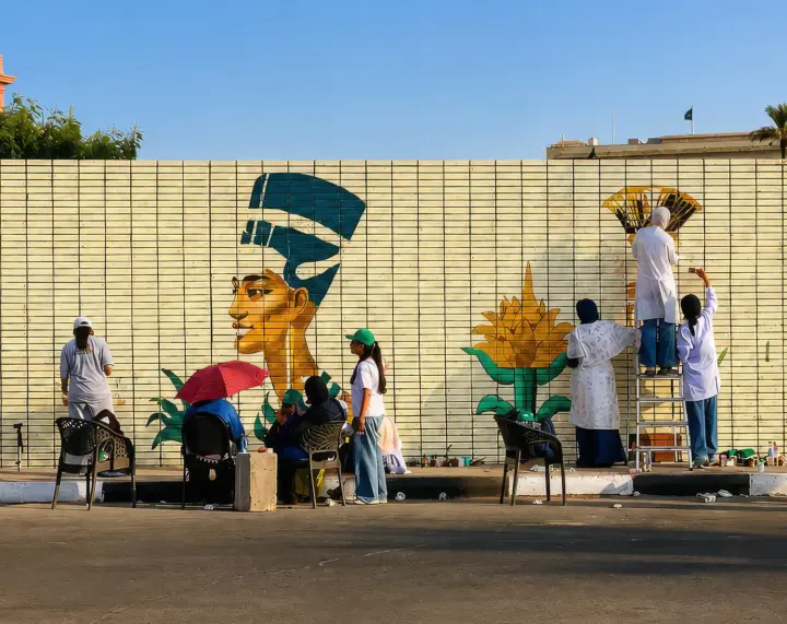 In Cairo, a mural depicting Black Tutankhamun and Nefertiti was painted over
