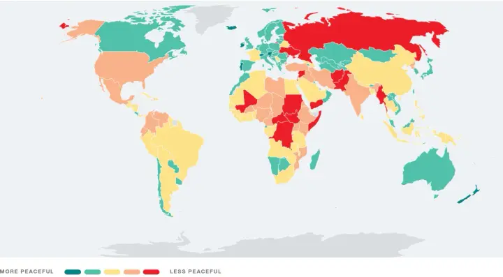 Украина вошла в четвёрку наименее мирных стран мира — рейтинг Глобального индекса мира