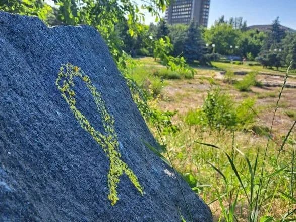aktivisti-zhovtoyi-strichki-rozmalyuvali-patriotichni-grafiti-v-timchasovo-okupovanomu-lugansku