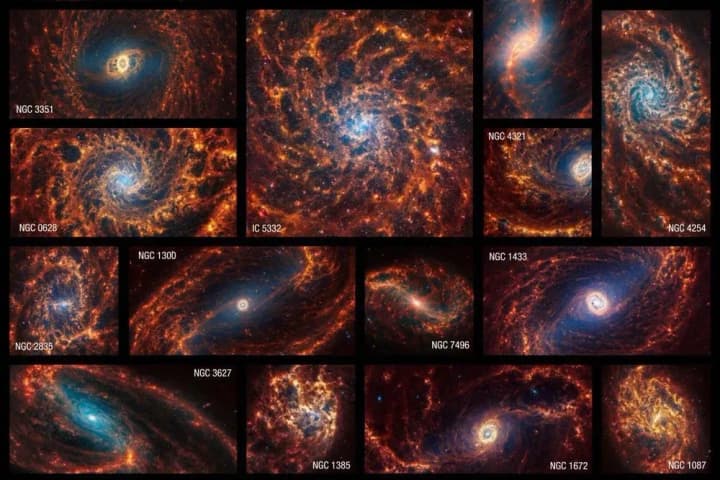 the-james-webb-telescope-has-taken-unusual-images-of-19-nearby-spiral-galaxies