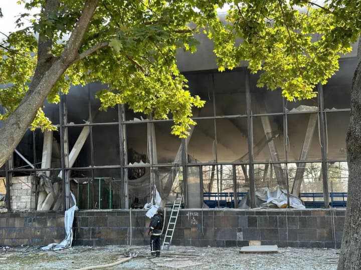 debris-clearing-in-kharkiv-sports-complex-after-attack-people-may-be-inside