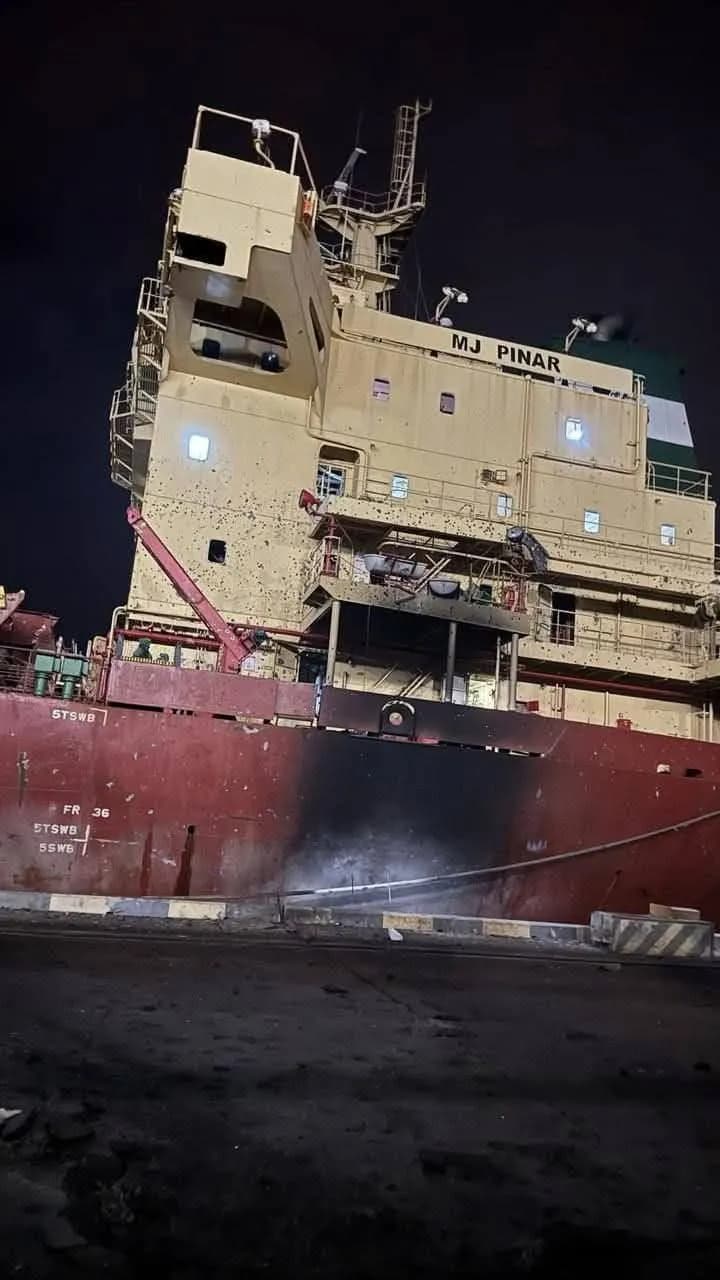 the-russian-federation-struck-the-odesa-port-with-a-missile-four-crew-members-of-the-vessel-mj-pinar-were-killed