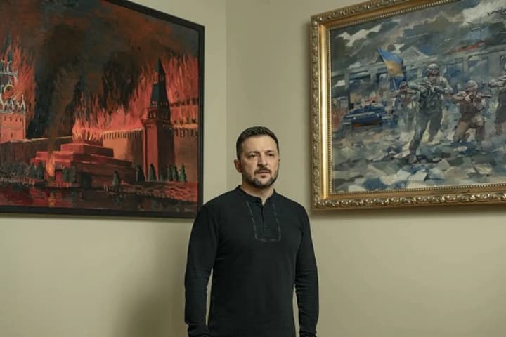zelenskyy-is-on-the-cover-of-time-again-paintings-in-the-presidents-office-and-symbols-of-war
