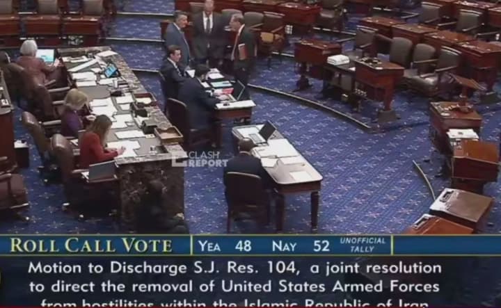 senat-ssha-provalyv-holosuvannia-shchodo-obmezhennia-povnovazhen-trampa-na-vedennia-viiny-v-irani