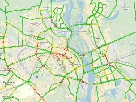 Затори в столиці сягнули семи балів